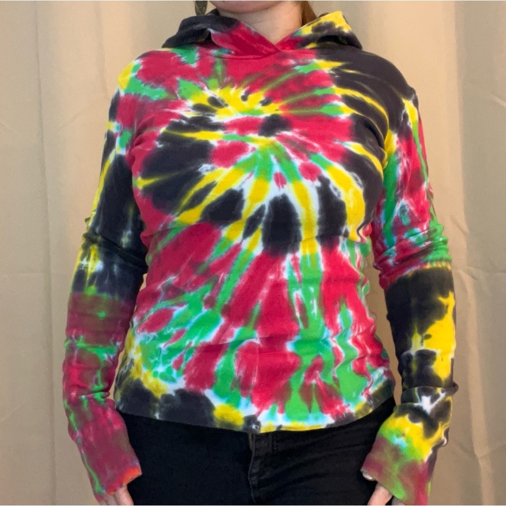 Tie-Dye Multicolored Hooded Shirt
